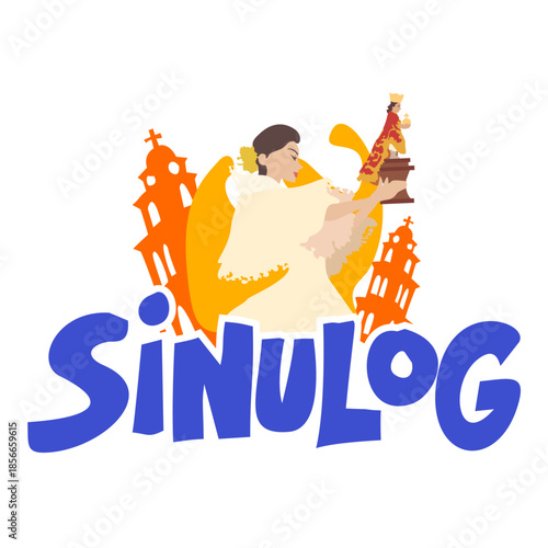 Cebu Sinulog Philippines Vector Art - Colorful Flat Design with Festival Queen, Santo Niño & Abstract Elements