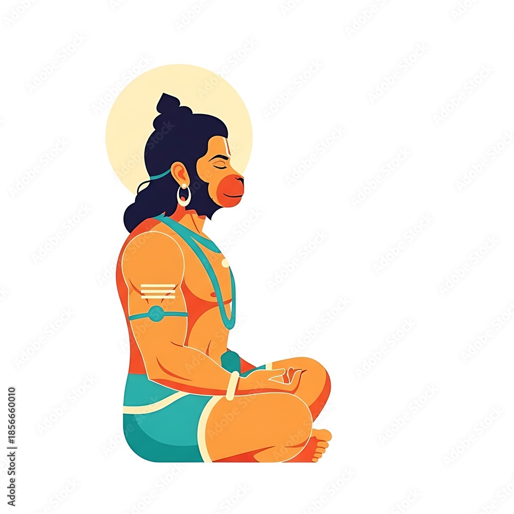 Naklejka premium Serene Indian man meditating in traditional attire with peaceful expression