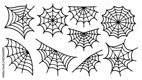 Hand drawn spider web set halloween cobweb doodle collection sketch vector illustration art