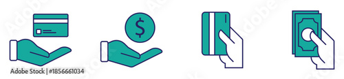 Financial Payment and Banking Hand Holding Card Icons