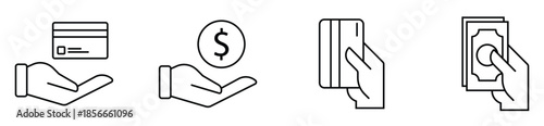 Hands Holding Credit Cards Icons for Digital Payment and Banking