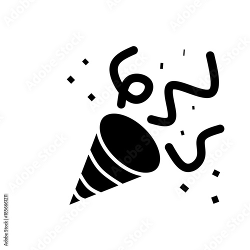 Party Popper Icon Black Solid Vector