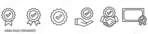 Quality Certificate Vector Icons with Check Marks for Approved Standards