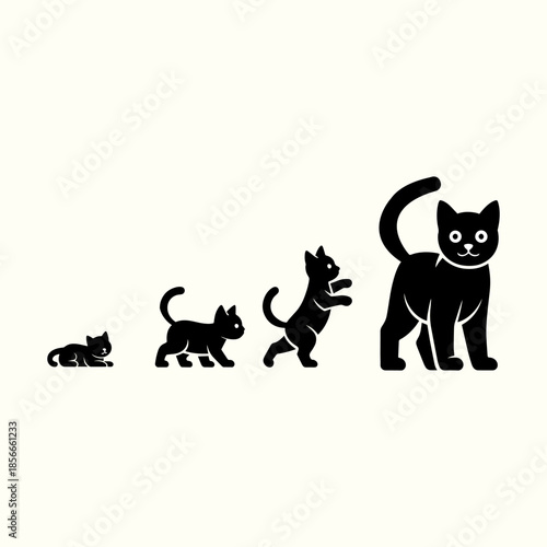 Cute cartoon illustration of a black cat with a cat characters in a playful animal design
