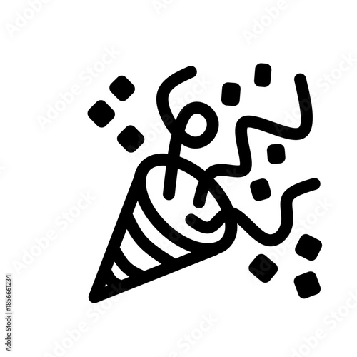Party Popper Celebration Icon Black Outline Vector