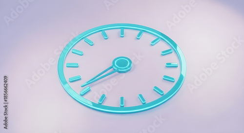 Time Clock Gauge Indicator Turquoise 3D Render Minimalist
