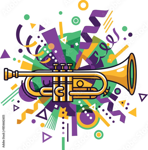 Abstract Carnival Trumpet Illustration 