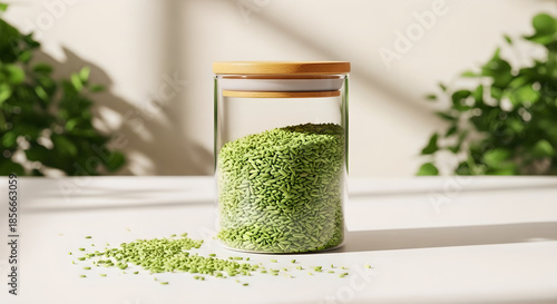 Green Fennel Seeds Glass Spice Jar Herbs Food