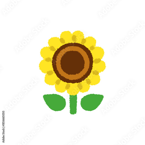 ひまわり 夏 花 手描き パステル かわいい イラスト