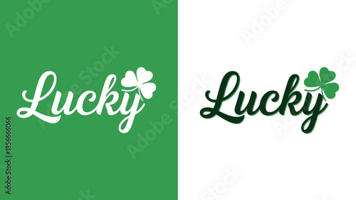 Lucky Clover Word Art and Symbol for St. Patricks Day, Vector Illustration