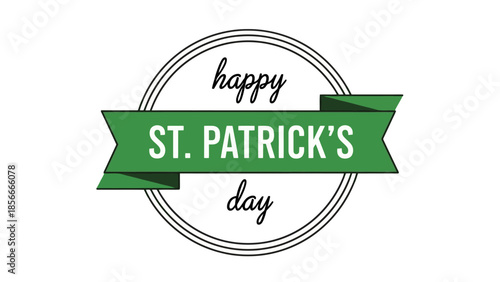 Happy St. Patrick's Day green ribbon and circle festive greeting graphic