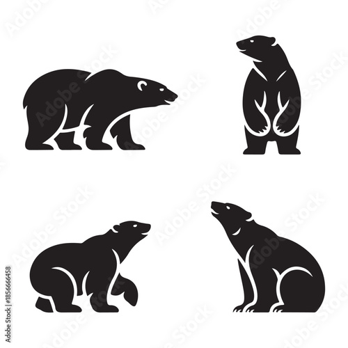 Powerful bear character icon designed with bold minimal shape