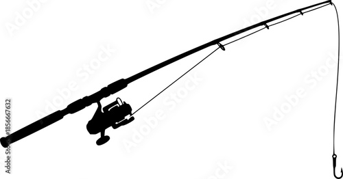 fishing rod silhouette, fishing rod icon, vector illustration
