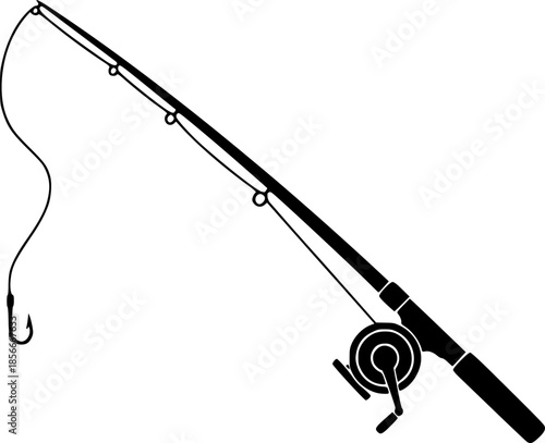 fishing rod silhouette, fishing rod icon, vector illustration
