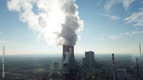 Εκτύπωση καμβά Coal-fired power plant emitting smoke into atmosphere