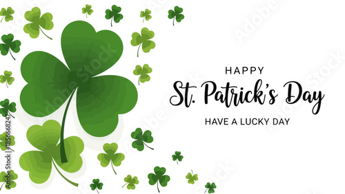 Happy St. Patrick's Day Greeting with Lucky Shamrocks and Festive Wishes