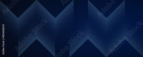 Dark blue abstract background with glowing arrow lines. Modern shiny blue geometric lines design. Technology futuristic concept. Horizontal banner template. Suit for cover, header, poster, banner
