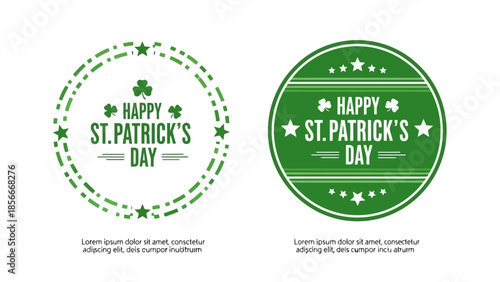 Obraz na plátně Happy St. Patrick's Day circular emblems with shamrocks and stars