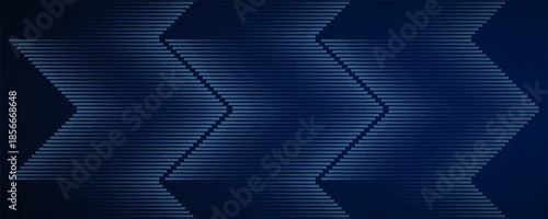 Dark blue abstract background with glowing arrow lines. Modern shiny blue geometric lines design. Technology futuristic concept. Horizontal banner template. Suit for cover, header, poster, banner