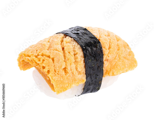 Tamagoyaki Sushi Nigiri with Nori Seaweed Wrap.