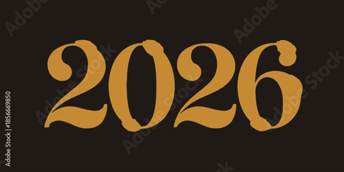 Golden 2026 typography on black background