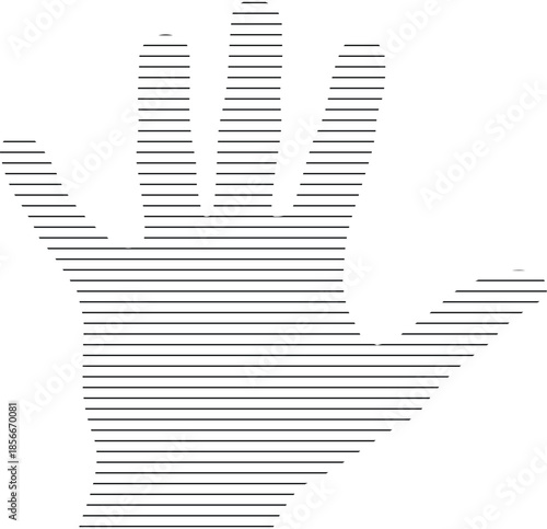Stylized Human Hand Vector with Horizontal Gray Line Pattern isolated PNG with Transparent Background