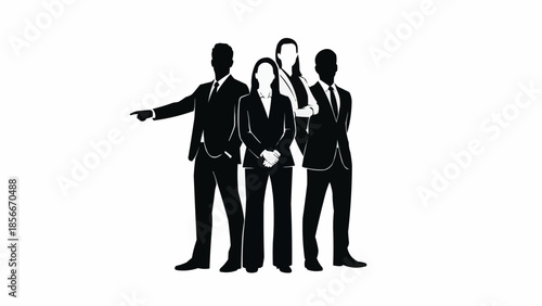 Silhouette of diverse business professionals standing together as a team.