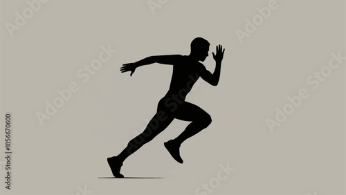 Silhouette of a man running fast in a sprint.