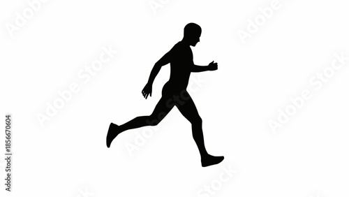 Silhouette of a man running on a white background.