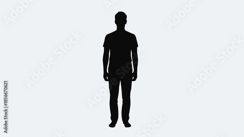 Silhouette of a man standing against a white background.