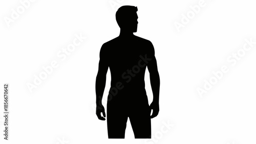 Silhouette of a man standing and looking to the side.