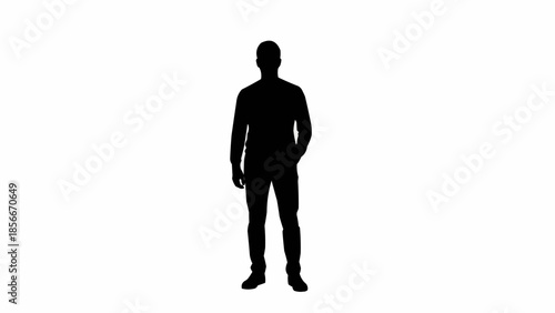 Silhouette of a man standing confidently against a white background.