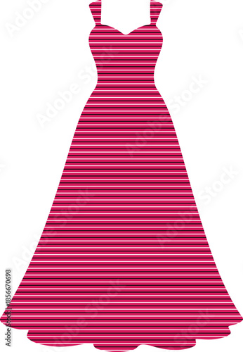 Isolated Elegant Pink Striped Long Dress Vector Illustration isolated PNG with Transparent Background