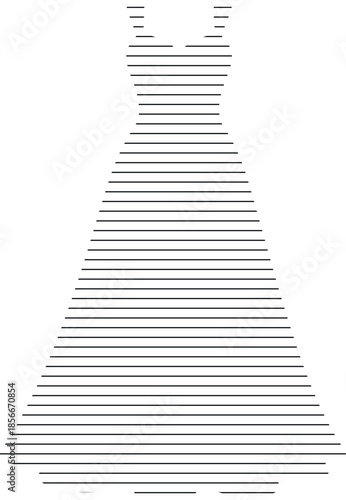 Minimalist Dress Outline Vector Graphic with Horizontal Lines isolated PNG with Transparent Background