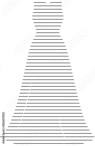 Minimalist Stylized Dress Icon Made of Grey Horizontal Lines Vector isolated PNG with Transparent Background