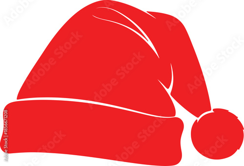 Red Minimalist Santa Hat Vector Graphic isolated PNG with Transparent Background