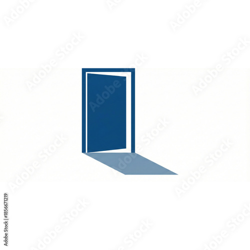 Modern blue door opening to new opportunities and possibilities