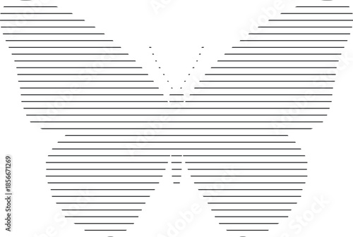 Minimalist Horizontal Line Art Butterfly Vector Graphic isolated PNG with Transparent Background