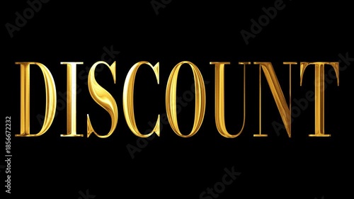 Golden Shimmering discount Text with Elegant Light Effects on Black Background
