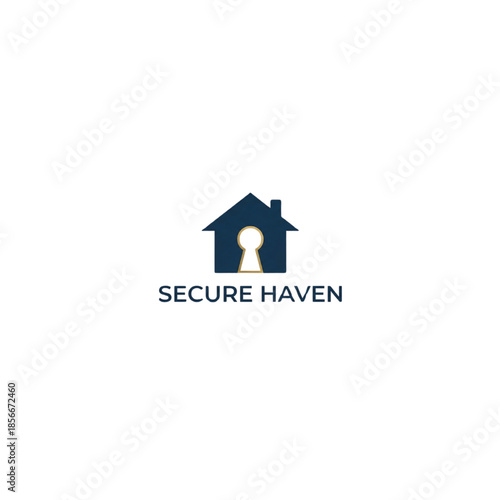 Secure home with keyhole in house logo for safety and protection