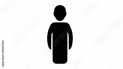 Simple Silhouette of a Person Standing Isolated on White Background.