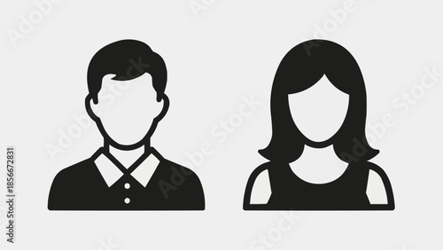 Simple Silhouette Icons Representing Man and Woman.