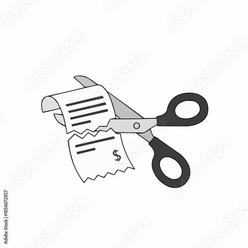 Scissors Cutting a Receipt with a Dollar Sign