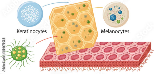 Vector Skin Cells Keratinocytes Melanocytes Detailed Illustration