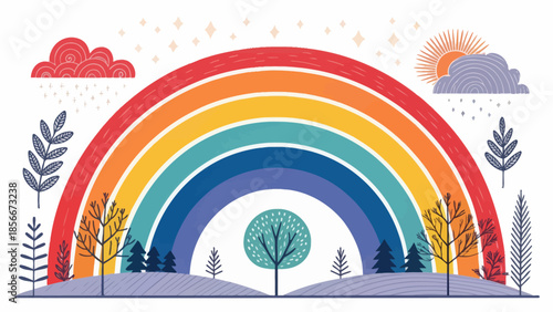 Vibrant Colorful Rainbow Vector Illustration for Find a Rainbow Day
