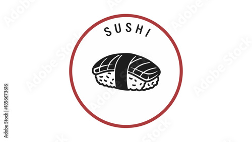 Simple Line Art Sushi Icon Salmon Nigiri Illustration for Asian Food Branding