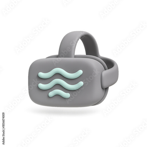 VR Headset with Wavy Blue Lines 3D Design - Grey Virtual Reality Goggles Illustration
