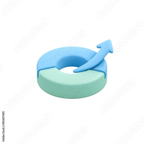 3D Business Growth Chart with Upward Arrow