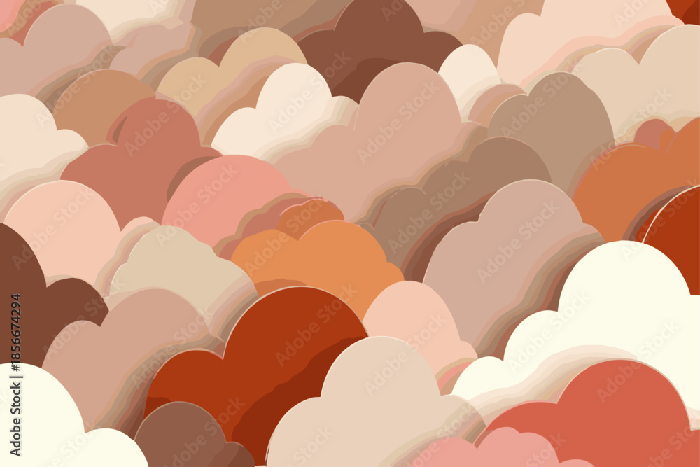 Fototapeta premium Abstract Cloud and Hill Pattern in Soft Earthy Tones