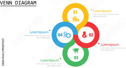 Circle Venn diagram infographic icon set